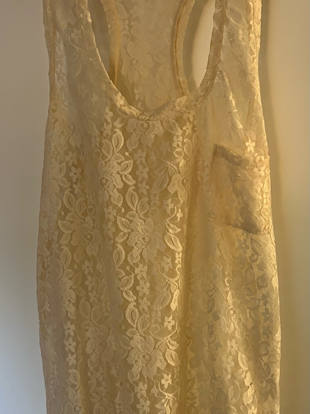 Vintage Splendid Sheer Floral Lace Racerback Tank Top Small Cream